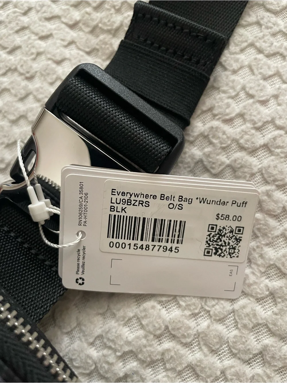 lululemon athletica Black Quilted Belt Bag